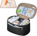 Fasrom Pill Bottle Organizer, Medicine Bag with Waterproof Mat & Adjustable Divider, Travel Carrying Case for Pills, Vitamins, Medical Supplies, First Aid Bag for Home Storage, Travel, Black