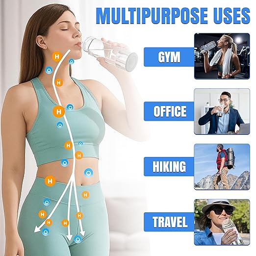 Hydrogen Water Bottle Generator – 3Min Rapid Hydrogenation 1680 PPB, SPE PEM Technology – 420ml Capacity – Portable Rechargeable Ionizer Machine – Health Care Gift for Travel, Sports, Home, Office