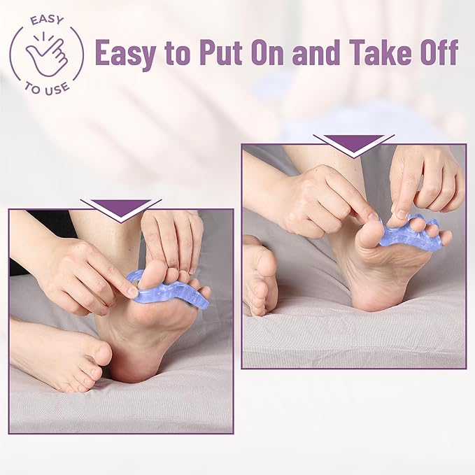 Dr. JK- ToePal Gel Toe Separator, 4 Pairs, Toe Spacers, Bunion Corrector, Blue & Purple