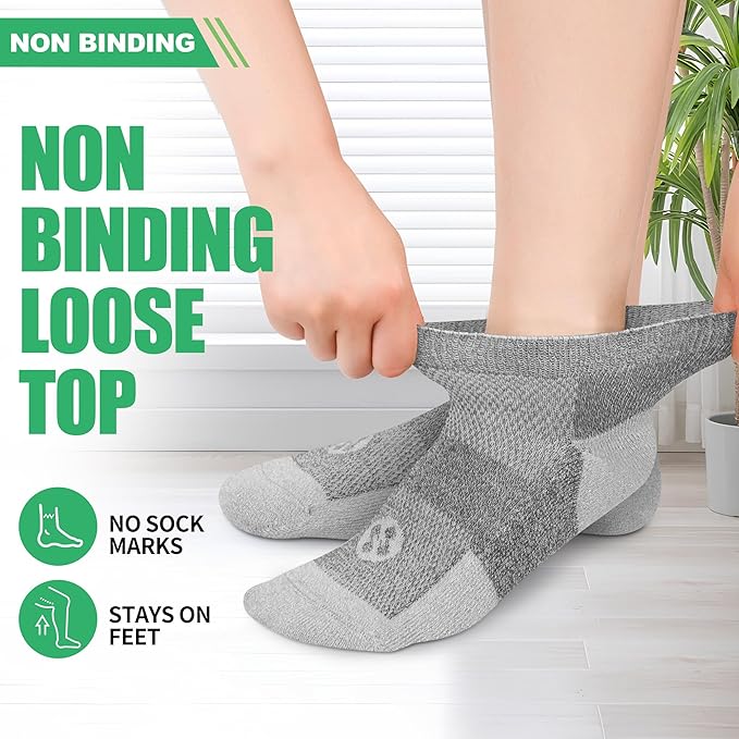 Diabetic Socks for Men,4 & 6 Pairs Low Cut Bamboo Viscose Wide Mens Diabetic Socks Size 9-11 10-13