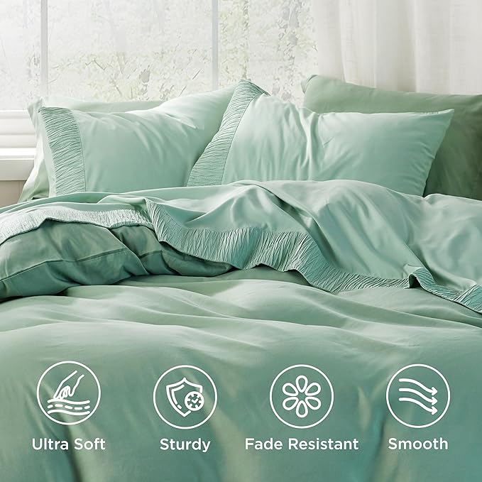 Bedsure California King Sheet Sets - 4 Pieces Soft Cal King Sheets - Breathable & Cooling - Hotel Luxury - Easy Care Polyester Microfiber Bedding for Women, Men, Mint Green