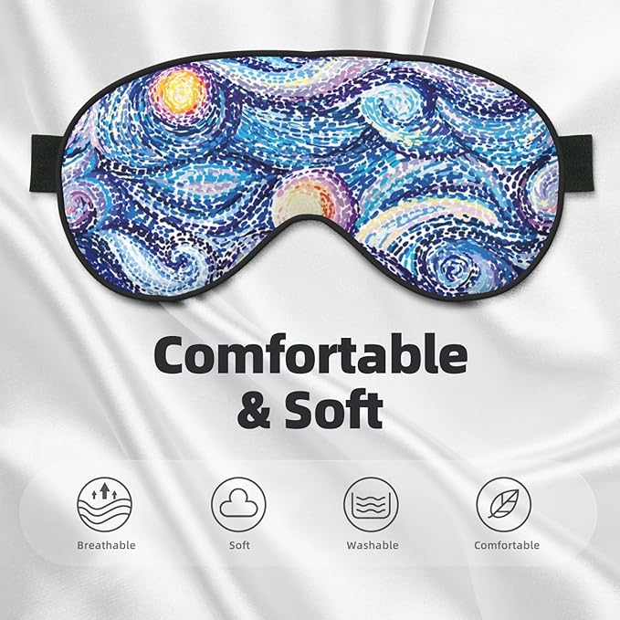 Abstract Blue Night Sky Sleep Mask Eye Mask with Adjustable Strap Eye Sleep Shade Cover Blocks Light for Women Men Airplane Travel Nap