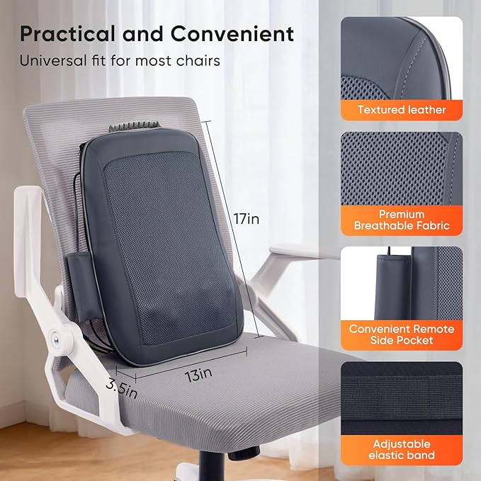 Shiatsu Back Massager with Heat, 4D Deep Tissue Massage for Pain Relief, Portable Rechargeable Electric Back Massager for Chair Home Office Car,Gift-Ready for Men Women