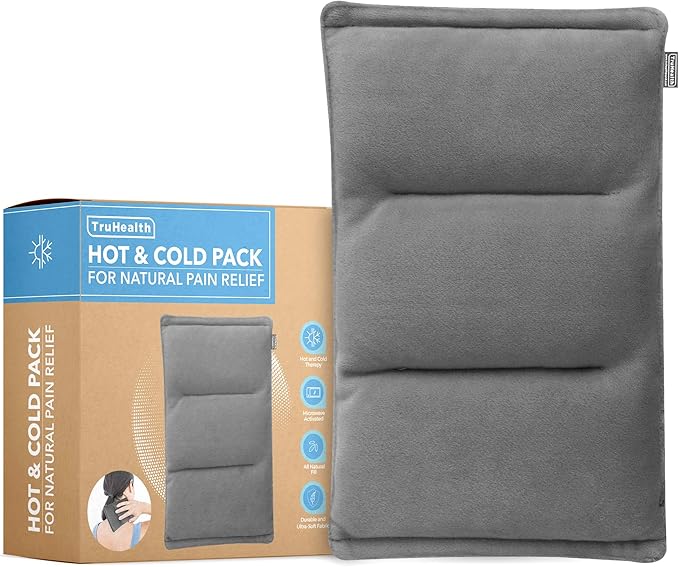 Weighted Microwavable Heating Pad - FSA HSA Approved, Soft Plush Cover Filled w/Natural Unscented Flaxseed for Moist Heat or Cooling (Small, Grey)