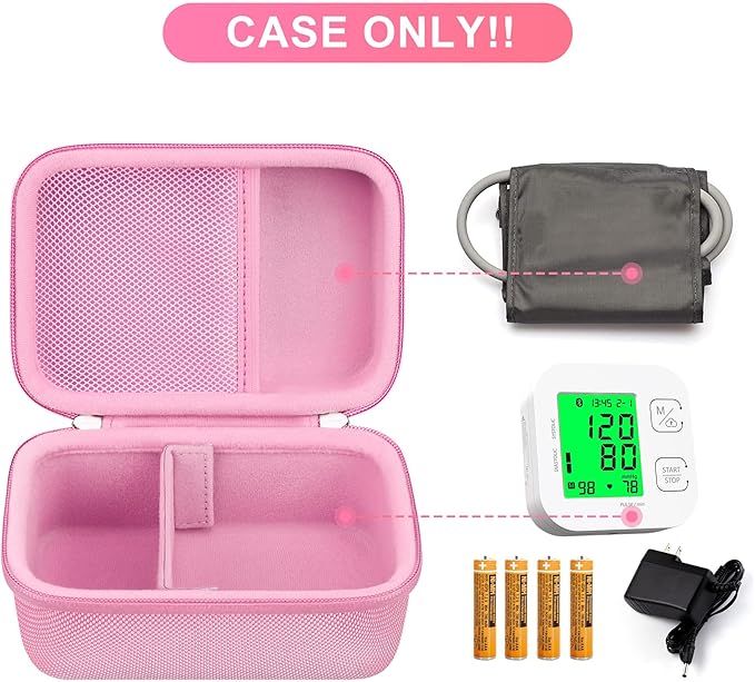 BOVKE Carrying Case for iHealth Track Smart Upper Arm Blood Pressure Monitor, iHealth Bluetooth Blood Pressure Machine Case, Pink