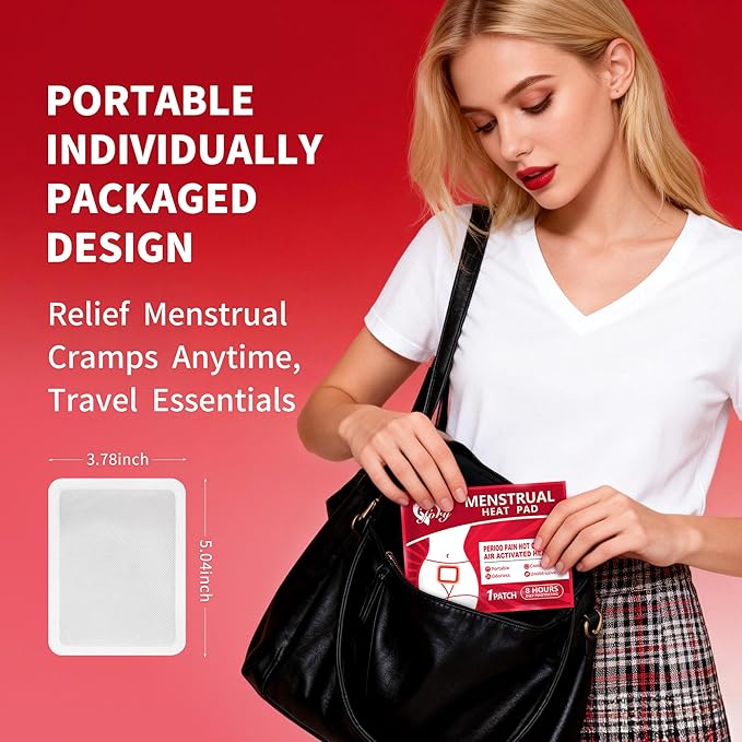 Heating Patches for Period Cramps, Menstrual Heat Therapy Patches, Adhesive Heat Patches- 6 Pack Hot Compress Warm Wrap, Travel Essentials for Women