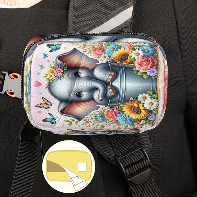 Flower Animal Elephant Travel Pill Organizer Box Weekly Portable Pill Case Daily Pills 7 Day Small Birth Control Pills Container Removable Compartments for Medicine Vitamins Fish Oil