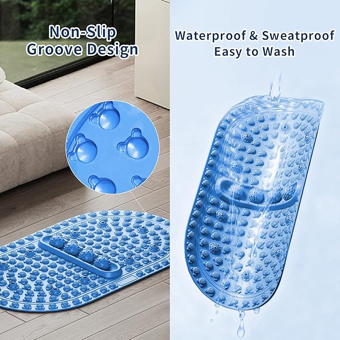 Extra-Large Acupressure Foot Massage Mat 27 Inches, Silicone Foot Pressure Point Pad with 2 Massage Balls, Foot Reflexology Mat for Stress Relief, Home & Gym Use (Blue)