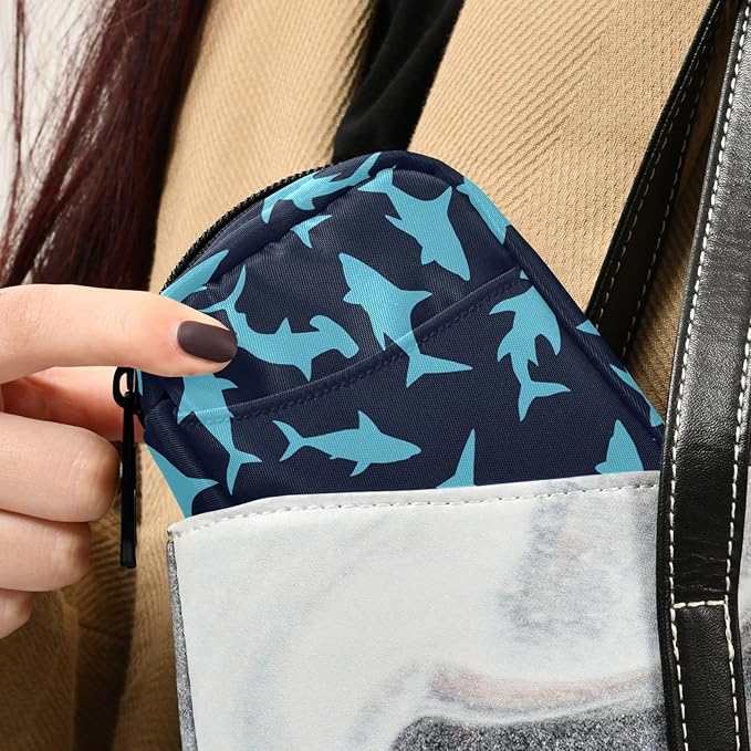 Fustylead Sharks Pill Organizer Case with Zipper 2 Times A Day for Vitamin and Supplement, 7 Day Travel Organizer Medicine Case