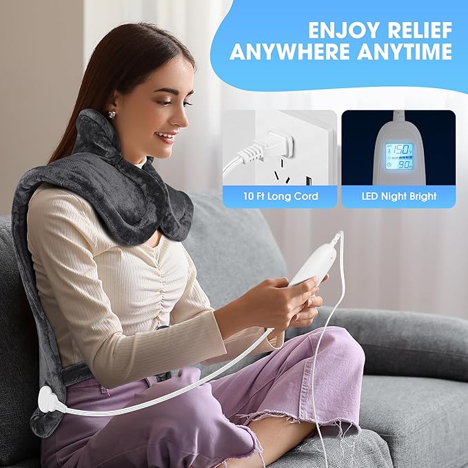 Heating Pad for Neck and Shoulders and Back Pain Relief, FLUFFYWARMTH Birthday Gifts for Women Men Mom Dad Elderly, Self Care Gifts for Him Her Wife Husband, Cozy 24"x33" Large Electric Heating Pad