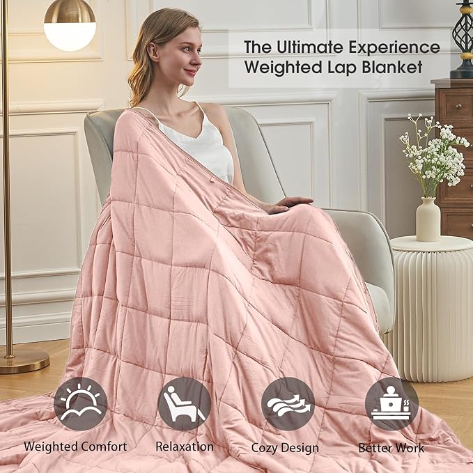 Pink Weighted Blanket for Adults 15lbs, 60"x80", Queen Size Cooling Heavy Throw Blanket for 120-160lbs, Microfiber Soft Thick Big Blankets Weighted Comforter Gift for Sleeping