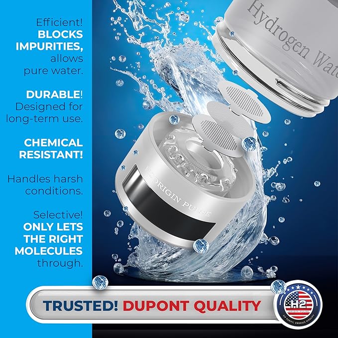 Hydrogen Water Bottle Generator, Up to 9000 PPB Hydrogen Bottle Water Ionizer with SPE/PEM Technology, 3-in-1 Portable Universal Adapter and Refreshing Mist Spray