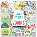 50pcs Healthy Diet Stickers,Healthy Eating Stickers Fruit & Vegetable Meal Decorative Stickers, Self-Adhesive for Scrapbooking, Kitchen Decoration, Weight Loss Plan Recordin