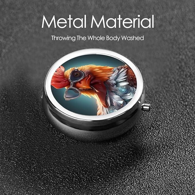 Sly Animal Fox Pill Box 3 Compartment Pill Case, Portable Medicine Pill Organizer for Pocket Purse Pill Box Decorative Metal Medicine Vitamin Organizer