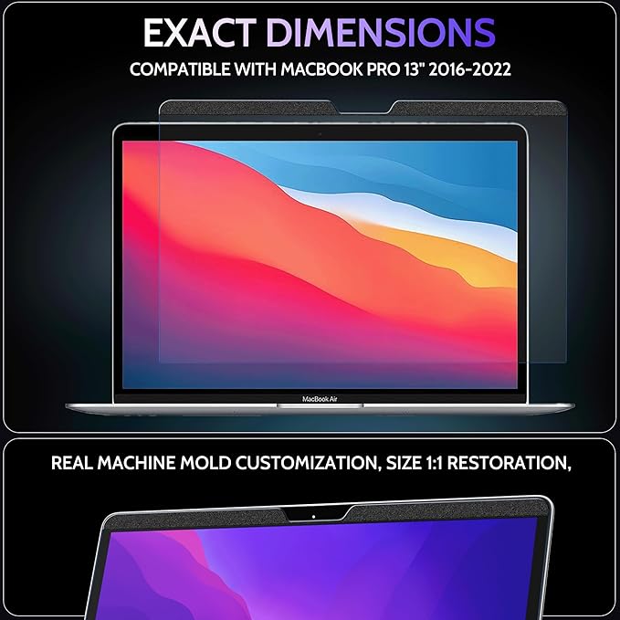 Magnetic Anti Blue Light Screen Protector for MacBook Pro 13 Inch (2016-2022, M1, M2), Removable Glare Filter for 13.3" Mac Laptop Computer