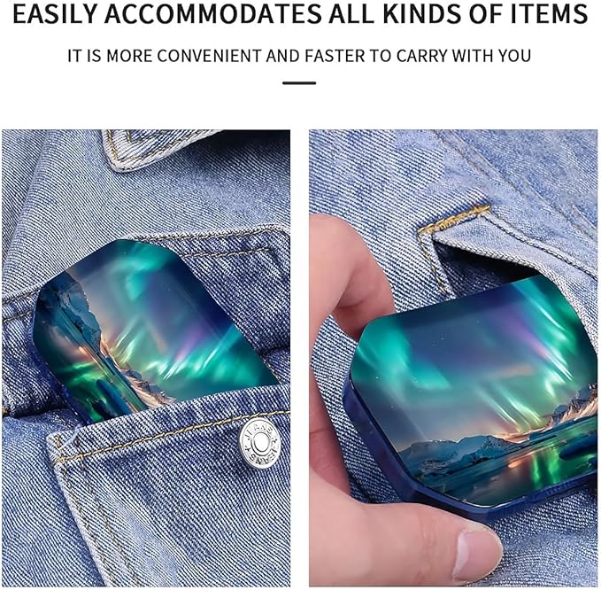 This Portable Northern Lights Pattern 6-Compartment Pillbox Can Be Placed in A Pocket Or Wallet to Store Vitamins, Medicines Fish Oil Health Supplements Other Medications.