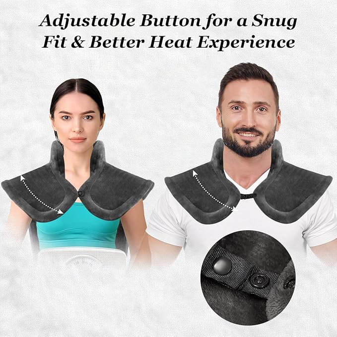 Heating Pad for Neck Shoulder and Back, Valentines Day Gifts for Her Him, Birthday Gift for Women Men Mom, Deeper Pain Relief,Large Weighted Heat Pad, ETL Certified, Gray