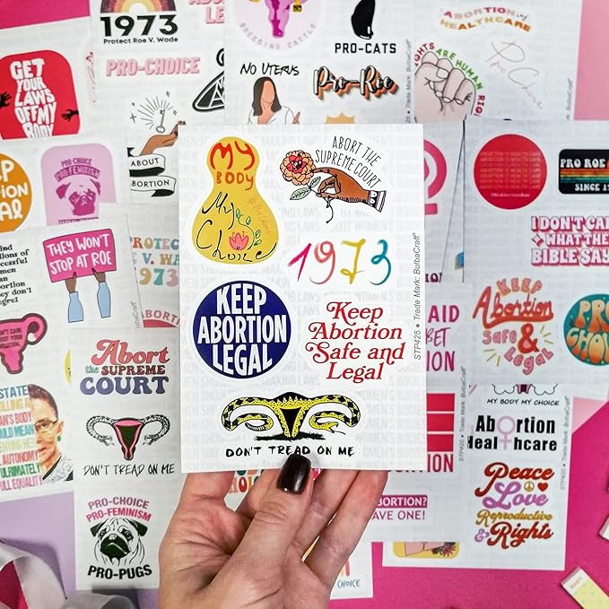 BulbaCraft 100Pcs Pro Choice Stickers, Pro Abortion Stickers, Reproductive Rights Laptop Decals, Feminist Gifts Women, Gifts for Women & Men