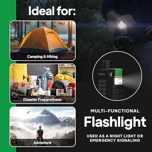 Greeshow Electric Water Filter, 0.01 Micron Survival Filtration System with Solar, Hand Crank Charger & LED Flashlight | Portable Pump for Camping Gear, Hiking & Emergency Kits