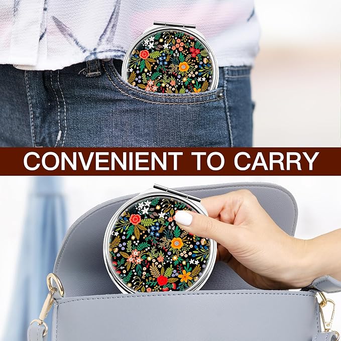 Weekly Pill Case, Medicine Planner, Vitamin Organizer Box, Portable Daily Pill Box with Compartments,Pocket Purse Metal Medicine Organizer Unique Gifts,Wild Flower