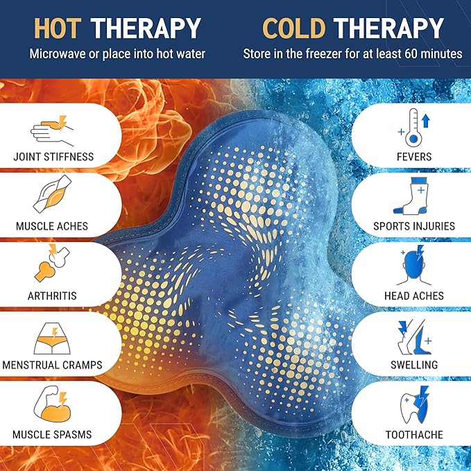 Reusable Gel Ice Pack - Cold/Hot Pack Therapy for Rotator Cuff Injuries Bursitis and Swelling (Hinge Joint, 2-Pack)