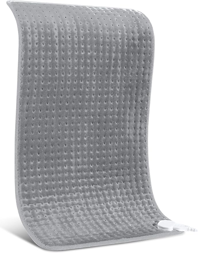 Heating Pad for Back Pain Relief, 17" X 33" XXX-Large Heating Pads for Cramps Neck & Shoulder, Extra XL Electric Heat Pad W/ 6 Temperature Settings,Moist Dry Heat Therapy,2H Auto-Off, Grey
