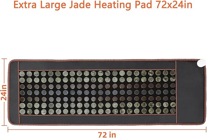 Far Infrared Heating Pad, Natural Jade and 2 Different Tourmaline Heating Pad, Electric Heating Pads for Back Neck Shoulders and Abdomen, Auto Shut Off Function (72" X 24")
