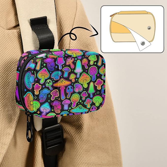 Pill Box Mushroom Colorful 7 Day Pill Case Travel Pill Organizer Bag with Zipper Portable Weekly Vitamin Medicine Supplement Holder Pouch Bag