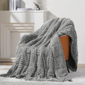Mr. Sandman Weighted Blankets for Adults Full Size 15lbs, Warm Sherpa Fleece Throw Blanket for Sleep and Calm, Soft Cozy Heavy Bed Blanket with Jacquard Flannel, 48 x 72 Inches, Grey