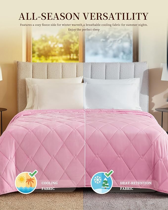 L'AGRATY King Size Weighted Blanket for Adults 30lbs, 88"x104" — Cooling Breathable Heavy Blanket with Glass Beads for Sleeping Perfect for Hot Sleepers & Couples Machine Washable All-Season Pink