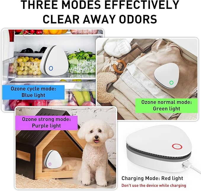 Mini Battery Powered 20mg/h Ozone Machine for Hunting Home Shoes cabinet Fridge Cat litter(White)