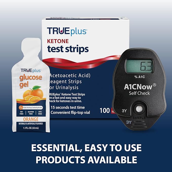 TRUEplus Ketone Test Strips, Urinalysis Test Sticks Ideal for Low-Carb Dieters and People with Diabetes, 100 Count