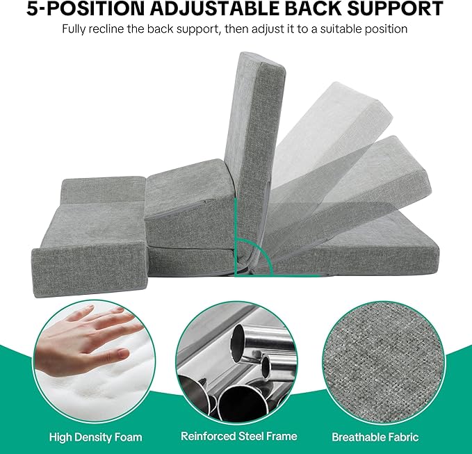 HOMBYS Pro Meditation Cushion Set with Adjustable Back Support, Large 3-in-1 Floor Sitting Chair for Yoga & Meditation, Extra Thick Yoga Pillows for Adults with Knee Support, Grey