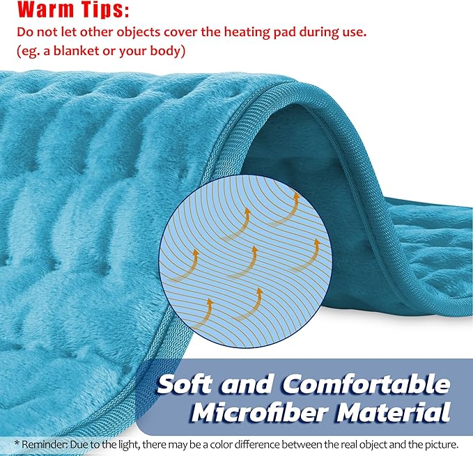 33"X17" Electric Heating pad with 6 Heat Settings, Auto Shut Off, Blue Dry Electric Heating for Back Neck Knee Arms Legs Shoulder Heat Pads for Christmas Birthday Father's Day Mother's Day