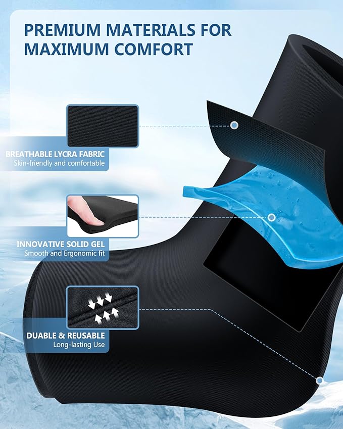Ankle Foot Ice Pack Wrap for Injuries, Reusable Gel Ice Pack for Hot and Cold Therapies, Flexible Cold Pack for Achilles Tendonitis,Plantar Fasciitis,Swelling,Sprained,Post-Surgery Recovery Black