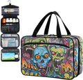 Fustylead Graffiti Art Zombie Green Scary Walking Dead Pill Organizer Bag Large Medicine Travel Carrying Case with Zipper for Vitamin Supplements Fish Oil, Empty First Aid Kit for Hiking Camping