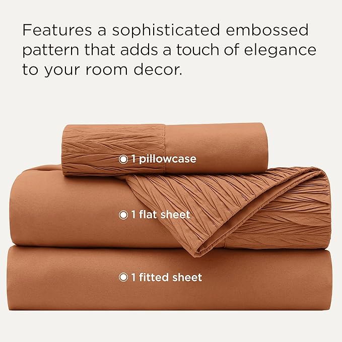 Bedsure Twin XL Sheet Sets Dorm Bedding - 3 Pieces Soft Extra Long Twin Sheets, Hotel Luxury, Easy Care Microfiber for Women, Men, Terracotta