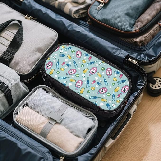 Rnyleeg Cryan Diabetic Bags for Women Men Small Size Insulin Bag for Diabetes Portable Medicine Travel Case for Insulin Pen Glucose Meter Cases for Car Home Office