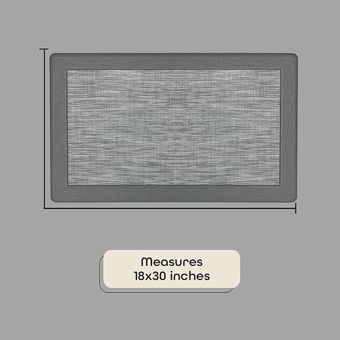 Anti-Fatigue Floor Comfort Mat - 18 x 30 Inch (Clarke Grey) - Non-Slip Kitchen Mats for Floor - Easy to Clean Cushioned Standing Mat for Bathroom & Office Desk - Achim Home Décor
