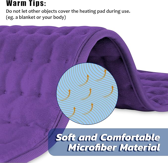 40"X20" Electric Heating pad with 6 Heat Settings, Auto Shut Off, Dry Electric Heating for Back Neck Knee Arms Legs Shoulder Heat Pads for Christmas Birthday Father's Day Mother's Day (Dark Purple)
