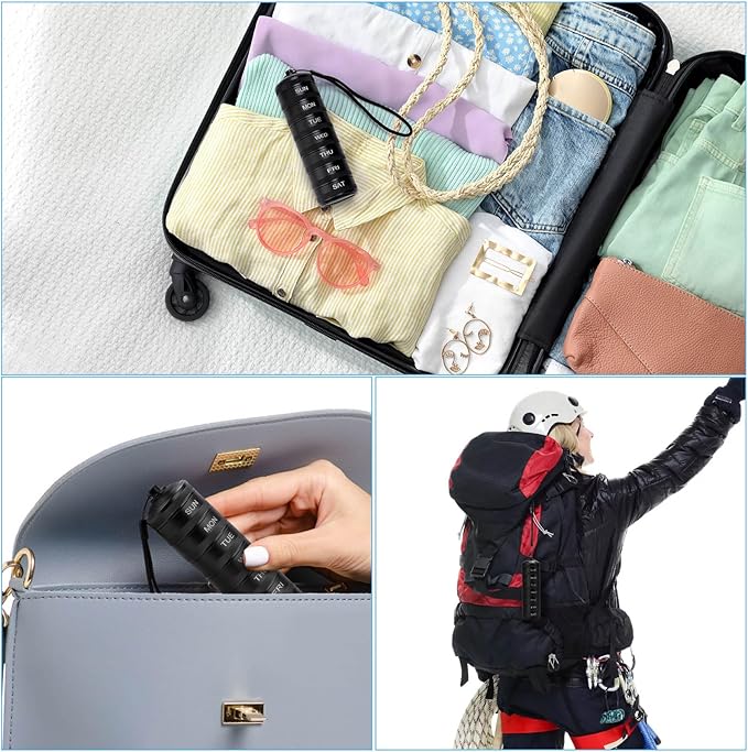 Metal Travel Pill Organizer Weekly – Waterproof Aluminum Alloy 7 Day Pill Box, Large Compartments for Vitamins, Medicine, Supplements & Fish Oil, Portable Daily Pill Case Medication Container