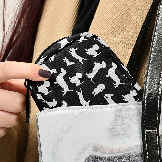 Ollabaky Black Dachshund Dogs Pill Organizer 7 Day Pill Case Travel Pill Organizer Bag Pill Box Portable Weekly Case with Zipper Compact Size for Vitamin Supplement Holder