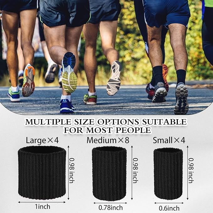 Blulu 16 Pcs Toe Cushion Tube Sleeves Soft Gel Corn Pad Protectors for Cushions Corns, Blisters, Calluses, Toes and Fingers(Black)