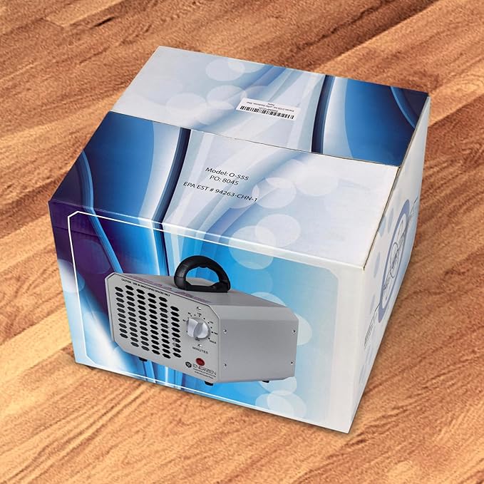 Enerzen O-555-60,000mg Industrial Ozone Generator O3 Air Purifier Deodorizer, Silver (Pack of 2)