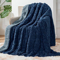 Sherpa Fleece Adult Weighted Blanket Great for Sleep, 20 lbs Dual Sided Soft Fuzzy Heavy Blankets for Couch Bed Sofa, Cozy Warm Fluffy Jacquard Throw for Winter (Navy Blue, 60" x 80", 20 Pounds)