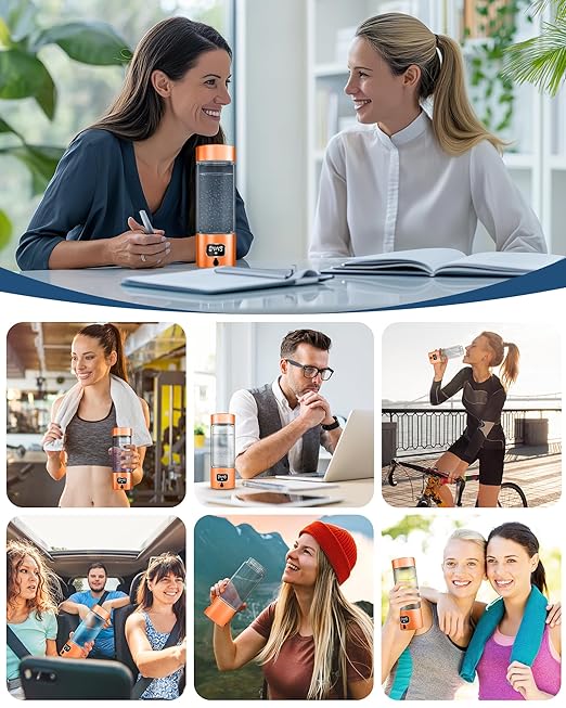 Hydrogen Water Bottle - Portable Rechargeable Water Bottle with LED Timer, Aluminum and Glass, 5000 PPB Hydrogen Production, Gift for Husband Wife Father Friend Client (Orange, 11.6Oz)
