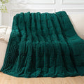 Cottonblue Jacquard Weighted Blanket for Adults 20 lbs Queen Size, Cozy Fluffy Sherpa Fleece Weighted Throw Blankets 60" x 80" for Sleep Relax, Fuzzy Warm Arch Heavy Blanket Soft for Bed Couch, Green