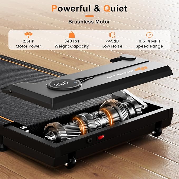 Goplus Walking Pad, 340 LBS Capacity Under Desk Treadmill with Remote Control, LED Display, 12 Preset Programs, Portable Treadmills for Home Small, Office