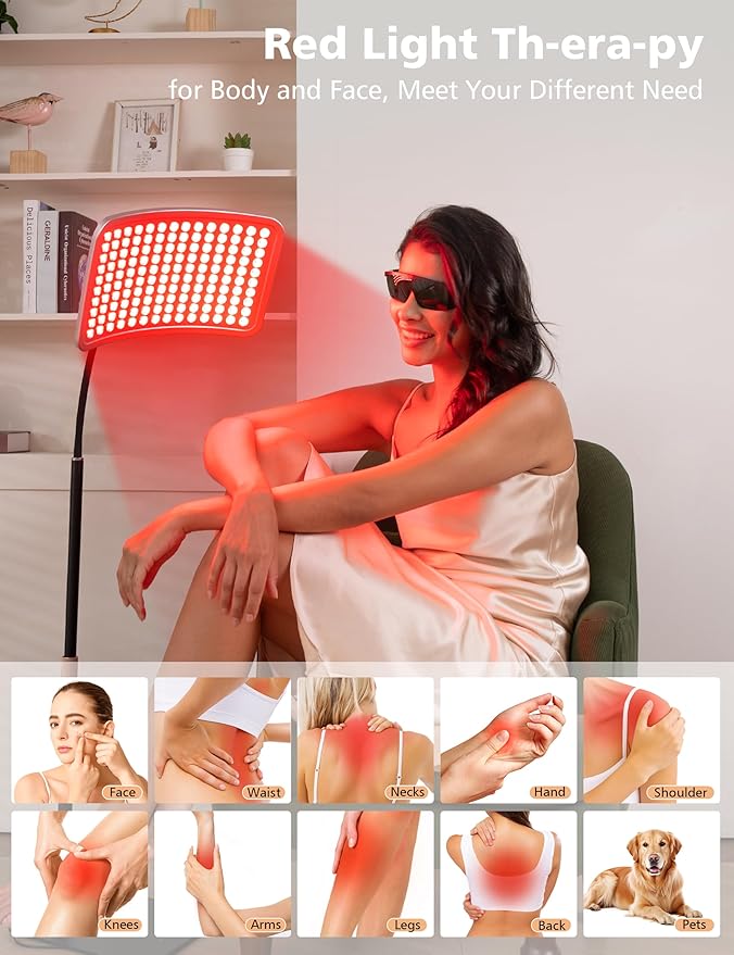 Aulanto Red Light Panel, Red Light Therapy for Face and Body with Adjustable Stand, 2-in-1 Chips Red Light Therapy Panel 660nm Red Light and 850nm Near Infrared Red Light Therapy Device at Home