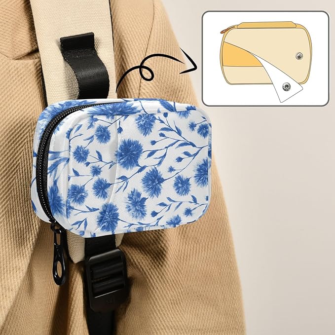 Ink Blue Cornflower Travel Pill Organizer Case Box Container Weekly Portable Vitamin Medicine Holder Storage Bag with Zipper Removable